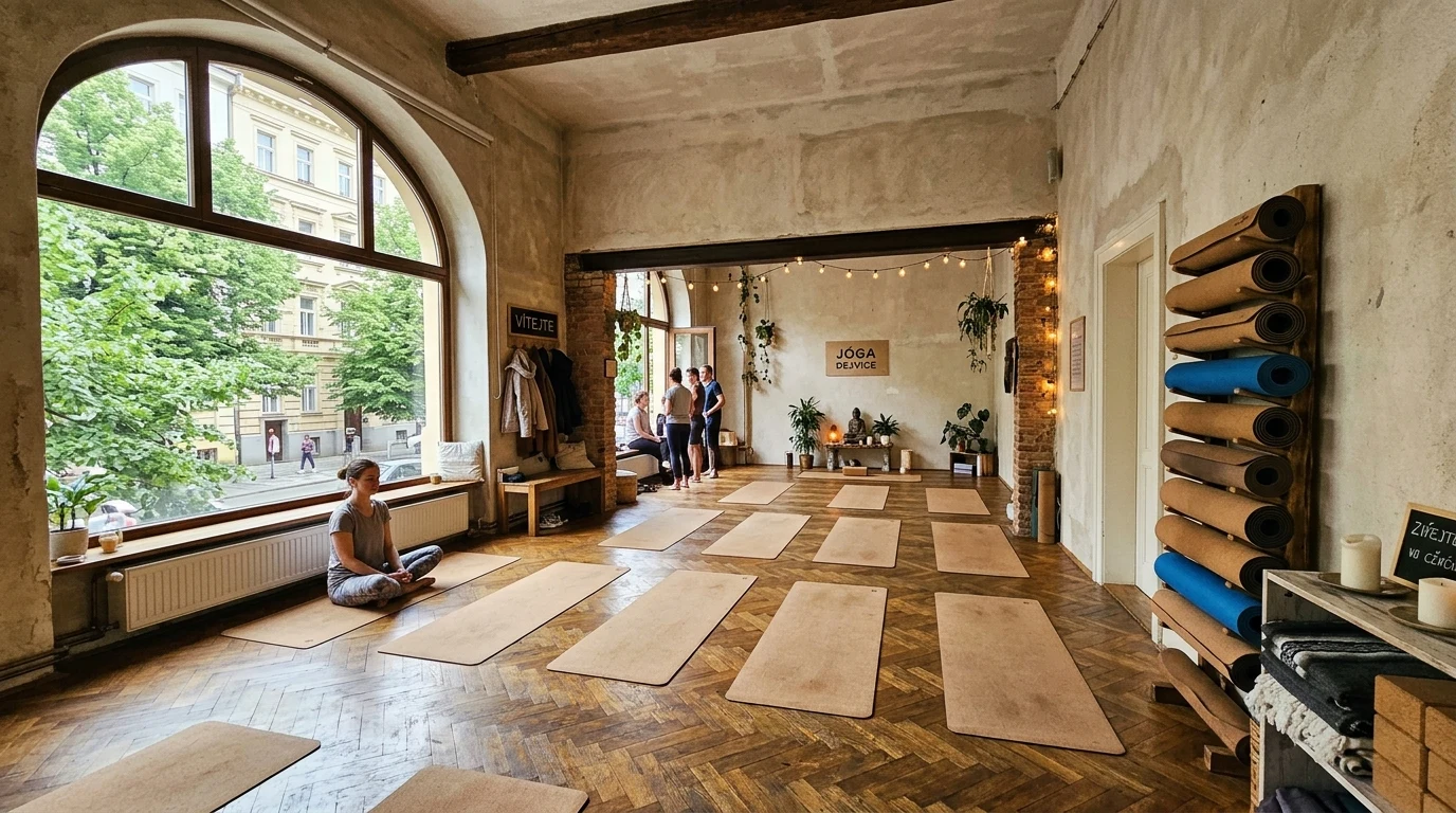 Jóga Praha 6: Velký přehled jógových studií v Dejvicích, Bubenči a na Břevnově 1 Jóga Praha 6 přehled studií Dejvice Bubeneč Břevnov (Obrázek vygenerovaný umělou inteligencí)