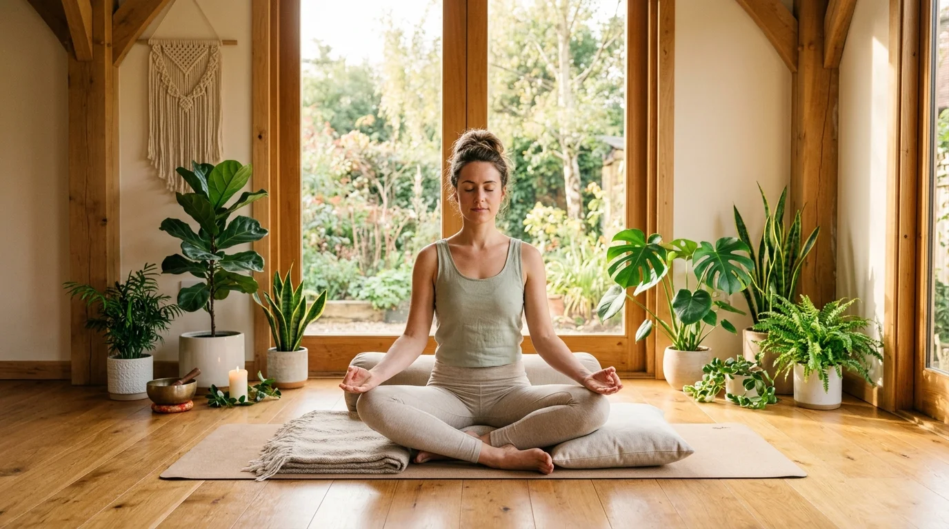 Hormonální jóga cvičení pro ženy v relaxačním studiu